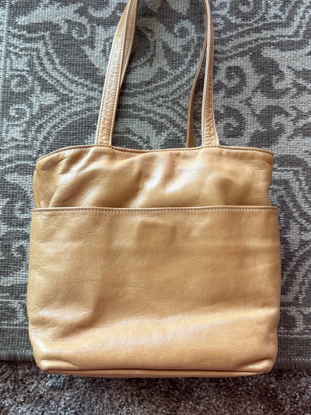 J.Duren Leather Hobo Tote in Tan